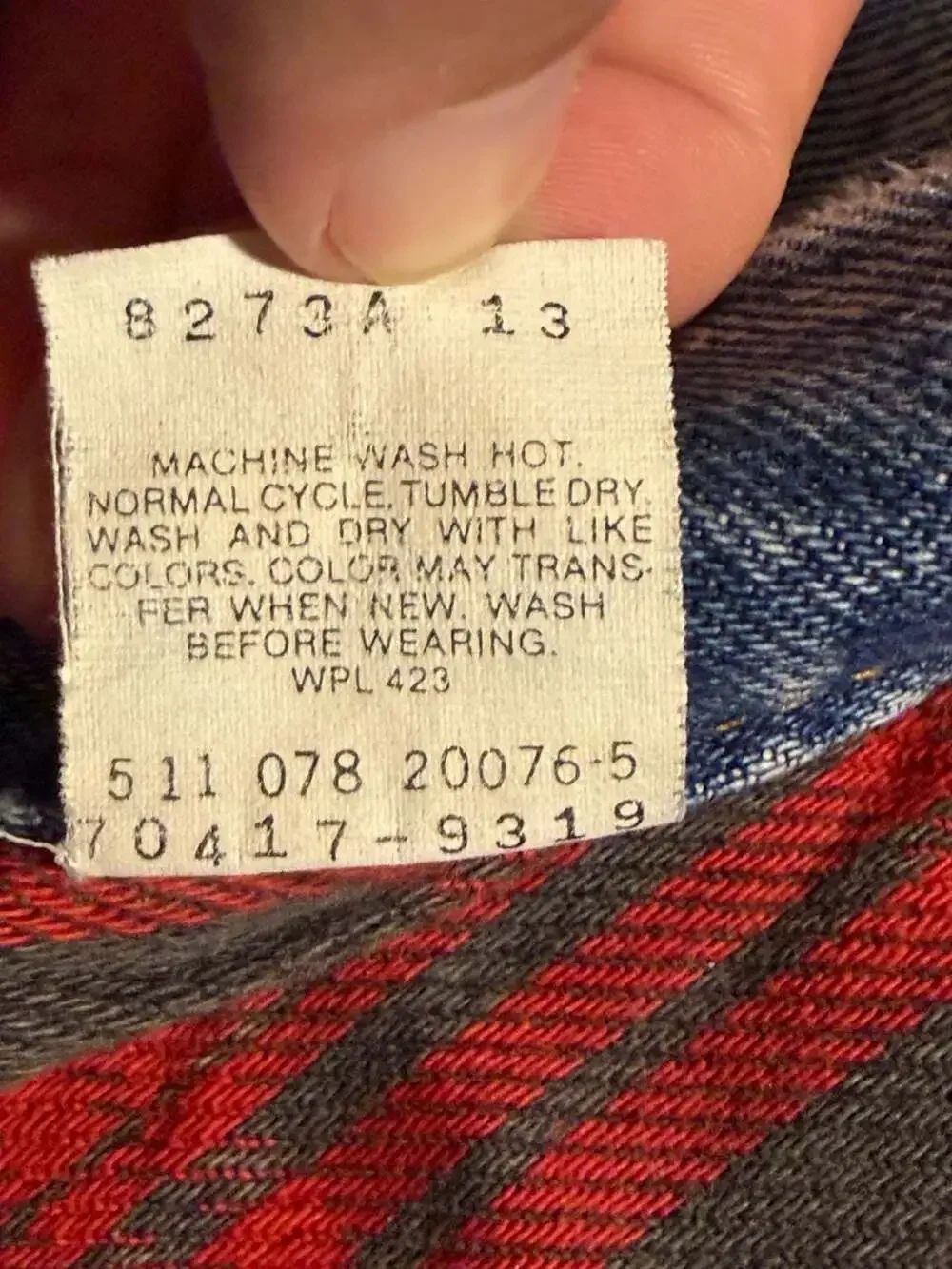 Vintage Levi's 70417-9319 Acid Wash Blanket Lined‎ Denim Jacket Size L